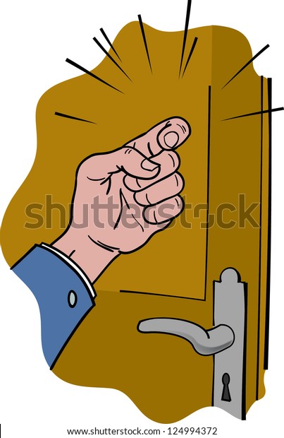 Hand Knocking On Wooden Doors Stock Vector Royalty Free 124994372