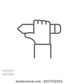 Conocimiento de la mano Pen Outline Icon Editable Stroke Educación en línea