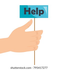 hand with label help