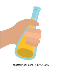 hand with laboratory instruments in white background