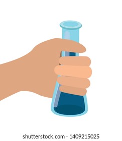 hand with laboratory instruments in white background
