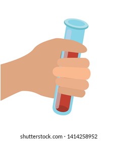 hand with laboratory instruments in white background
