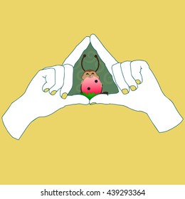 hand with  ladybird