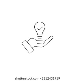 Hand and a lamp icon, Propose brilliant idea, Suggest, offer, present new idea,solution, plan