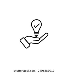 Hand and a lamp icon, Propose brilliant idea, Suggest, offer, present new idea,solution, plan