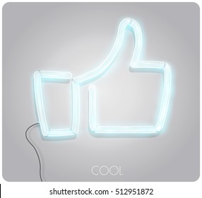 hand lamp, hand thumbs up, neon lamp, a symbol of good, cool, ok, best, like