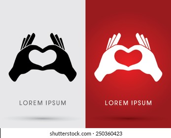 Hand language, Heart, love, shadow, logo, symbol, icon, graphic, vector.