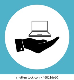 Hand with laptop icon