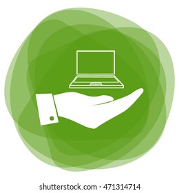 Hand with laptop icon