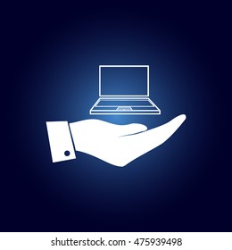 Hand with laptop icon
