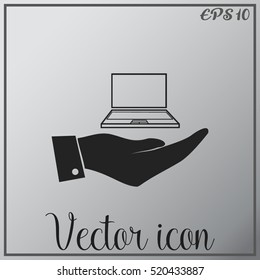 Hand with laptop icon