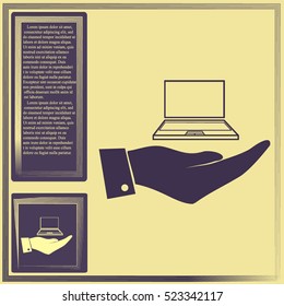 Hand with laptop icon