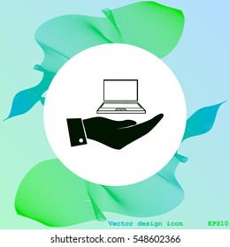 Hand with laptop icon