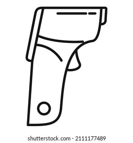 Vector de contorno del icono del termómetro láser manual. Temperatura digital. Fiebre