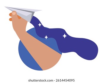 Hand Launching Paper Plane with Starry Trail for Creative Designs