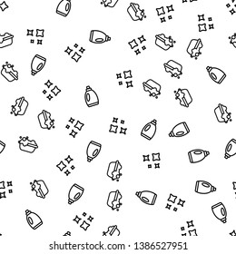 Hand Laundry Cleaning Seamless Pattern Vector. Housework Laundry Washing. Bottle Of Detergent Soap Liquid For Clean Clothes, Stars And Basin With Bubbles Icon Template Flat Illustration
