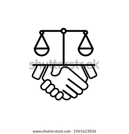 Hand and law line icon. law abiding icon. Editable stroke. Design template vector