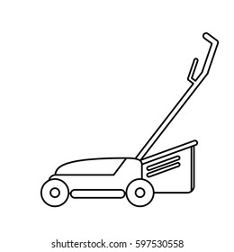 hand lawn mower gardening thin line