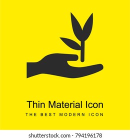 Hand and Leaf bright yellow material minimal icon or logo design