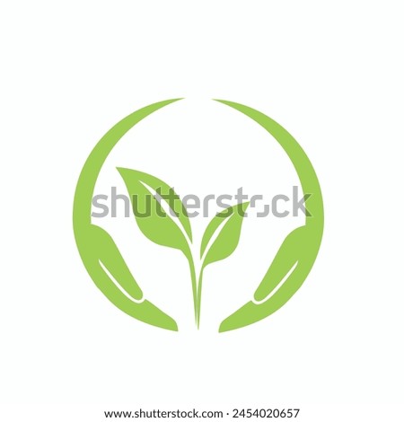 hand leaf care logo icon
