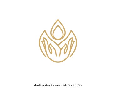 hand and leaf concept ,natural care logo icon design 