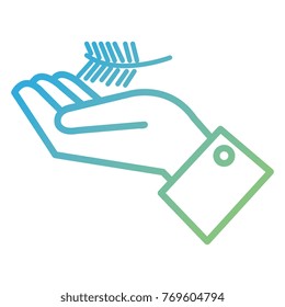 hand with leaf crown isolated icon