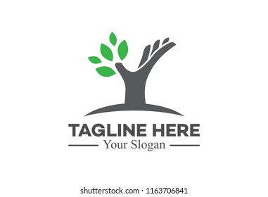 hand leaf environment protection logo template