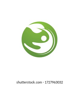 hand and leaf green Logo Template vector icon 