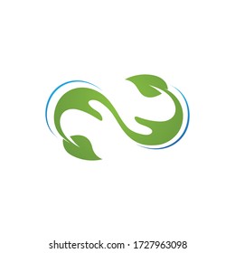hand and leaf green Logo Template vector icon 