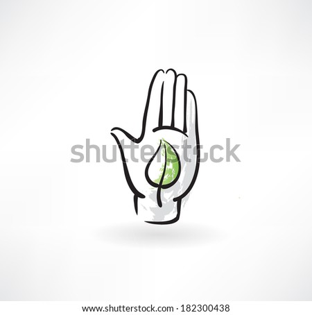 hand and leaf grunge icon