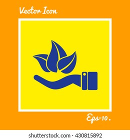 Hand & Leaf  Icon. Eps-10.