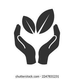 hand and leaf icon illustration