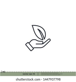 hand and leaf icon, save nature symbol vector illustration design element