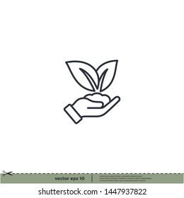 hand and leaf icon, save nature symbol vector illustration design element