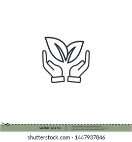 hand and leaf icon, save nature symbol vector illustration design element
