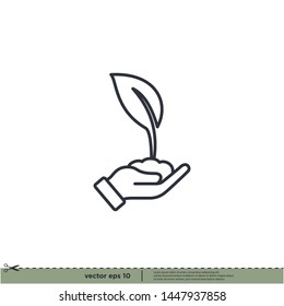 hand and leaf icon, save nature symbol vector illustration design element
