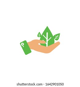 hand and leaf icon vector illustration
