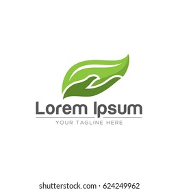 Hand and leaf logo