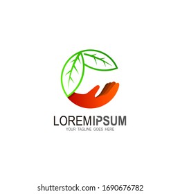 Hand and leaf logo combination, Nature icons