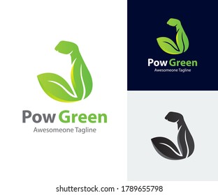 Hand And Leaf Logo Concept, Green Han Logo Design