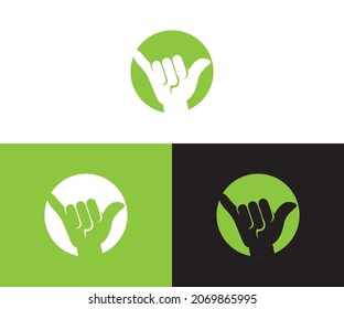 hand leaf logo design vector 