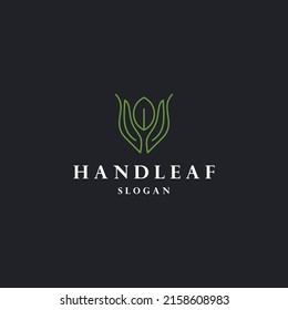 Hand leaf logo icon design template vector illustration