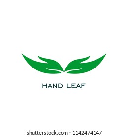 hand leaf logo, open hand logo design, leaf logo, vector icon.