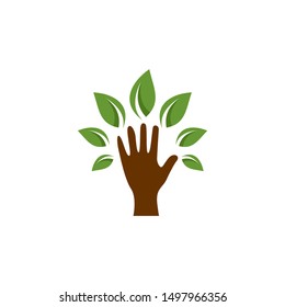 hand with leaf logo template