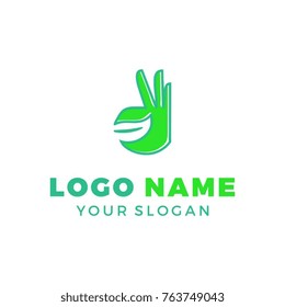 hand with leaf logo template.