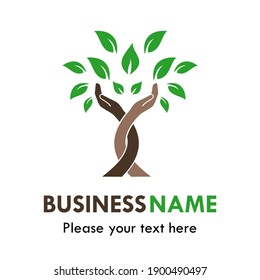 Hand with leaf logo template illustration