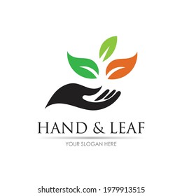Hand-Blatt-Logo-Vektorgrafik-Design-Vorlage