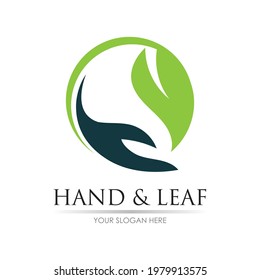 Hand-Blatt-Logo-Vektorgrafik-Design-Vorlage