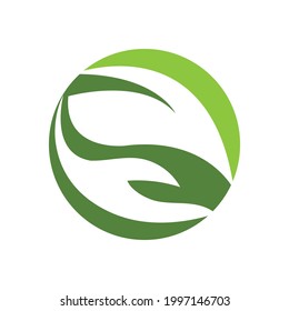 hand and leaf logo vector illustration design template