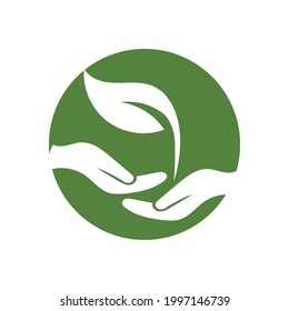 Hand-Blatt-Logo-Vektorgrafik-Design-Vorlage